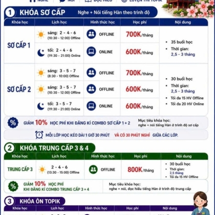 KHÓA HỌC TIẾNG HÀN